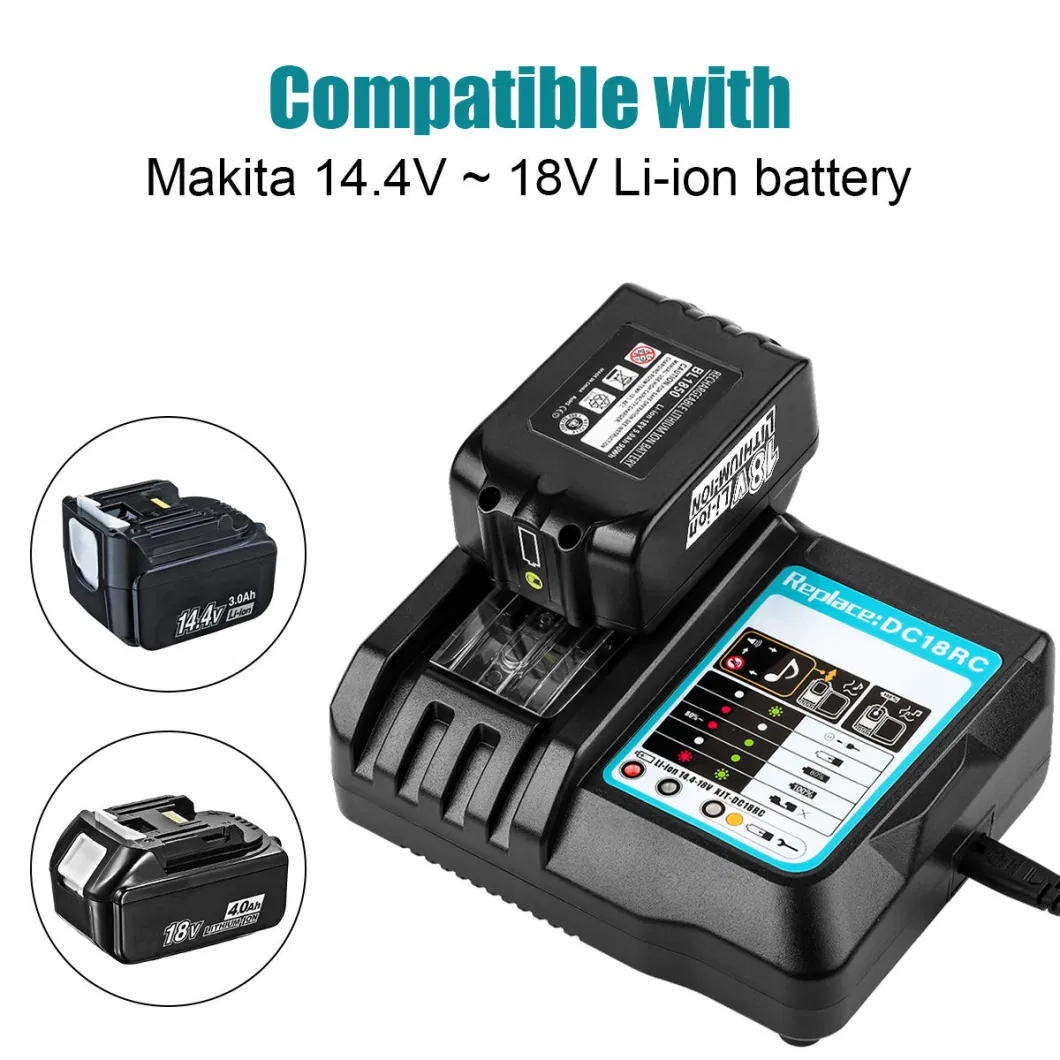 Li-ion Power Tools Battery Charger DC18RC Replacement for Makita 14.4V 18V Cordless Drill Charger for Makita Bl1830 Bl1840 Bl1850 Bl1860 Charger