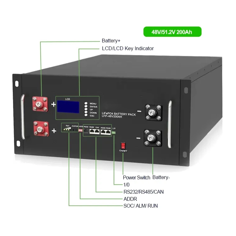 Rack Mounted Battery 48V 100ah 200ah Lithium Ion 5kwh 10kwh LiFePO4 Solar Battery Cabinet 48 Volt Server Rack LiFePO4 Battery