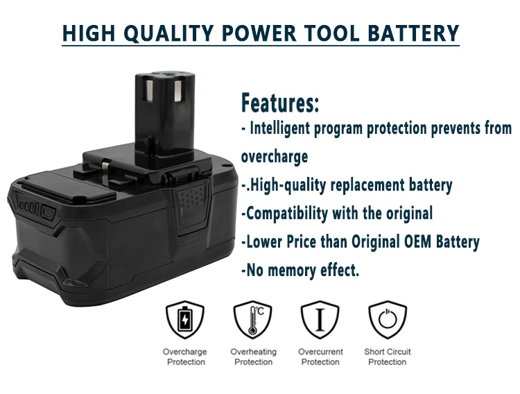 Wholesale 5000mAh 18V Lithium Ion Replacement Battery Lithium Ion 5.0ah 18V Cordless Tool Battery P108 P107 P105 P104 for Ryobi