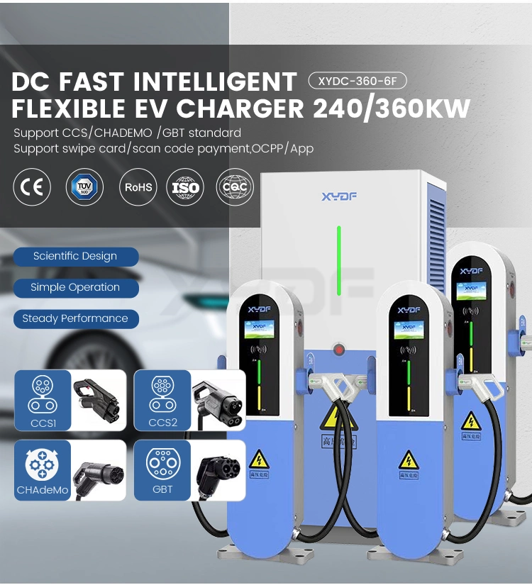 Xydf Double Gun CE Approved 360kw DC EV Multiple Standard Charger with CCS1 CCS2 Chademo EV Charge Station