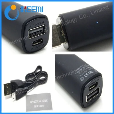 Remax pintalabios 2400mAh Mini portátil de la pavimentadora de 18.650 baterías cargador externo