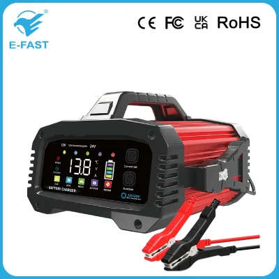  Cargador de batería de plomo ácido portátil Smart 12V 24V de 25A pulsos Reparación de las baterías de ciclo profundo de gel AGM para Automotor Boat
