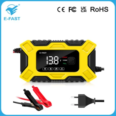 E-Fast Pulse Repair Cargador de baterías de plomo ácido 12V 6A lleno Cargador de batería de reparación automática inteligente para coche