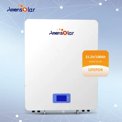  Amensolar AW5120 2U de montaje en pared de bajo voltaje 51,2V 100AH 5KWH del sistema de almacenamiento de energía solar 48 V batería de litio