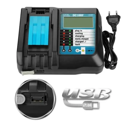  Hot Sell DC18RF 14,4V 18V 3,5A cargador de batería de ion litio Con puerto USB de repuesto para cargador de batería Makita 18V
