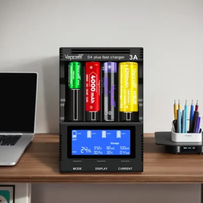  Cargador de batería rápido inteligente de 12A 4 ranuras para batería recargable 21700 18650 26650 18500 pilas AA