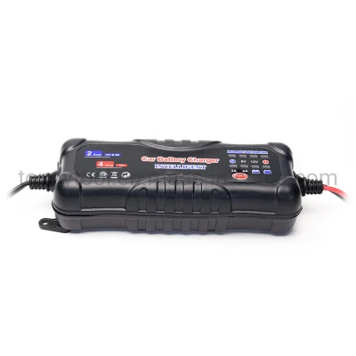 Cargador de batería de coche, 6V/2A 12V/4un cargador de batería automática inteligente mantenedor cargador para coche Moto carretilla barco Marine AGM Batería de plomo ácido