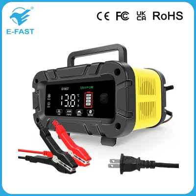 Cargador de batería para el coche 12V/24V 20A pantalla táctil Reparación automática de pulso Cargador para baterías de litio de gel AGM de plomo ácido de Motorcycle