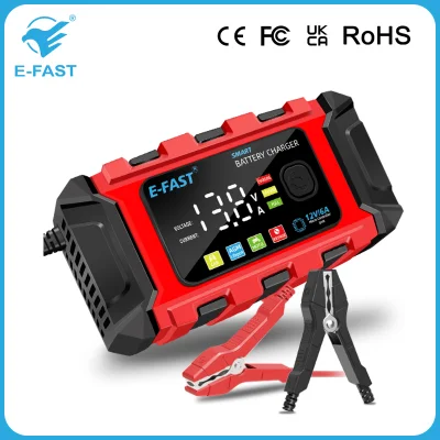 Cargador de batería portátil 12V para coche 6A Reparación inteligente automática de pulso Cargador de baterías de plomo ácido