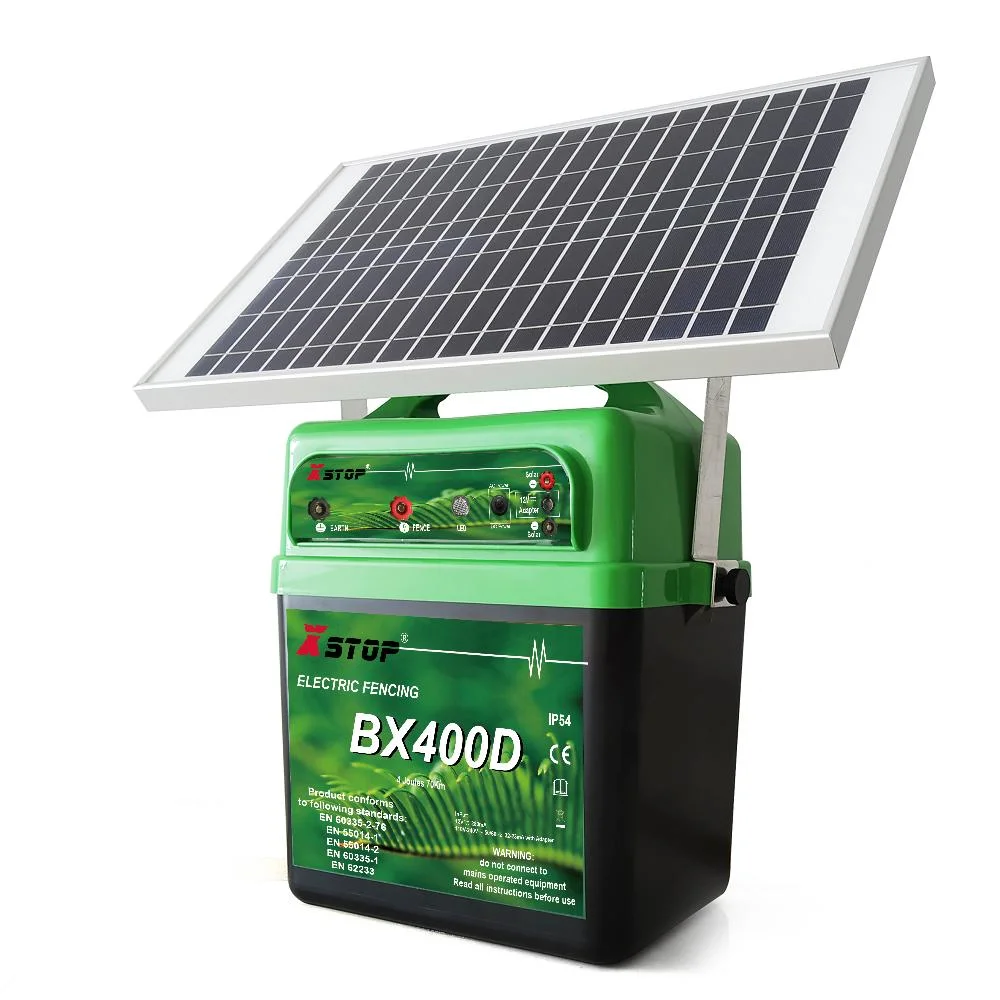 Battery Security Electric Fence Energizer Output 4.0 Joule Solar Fencing Charger for Agriculture