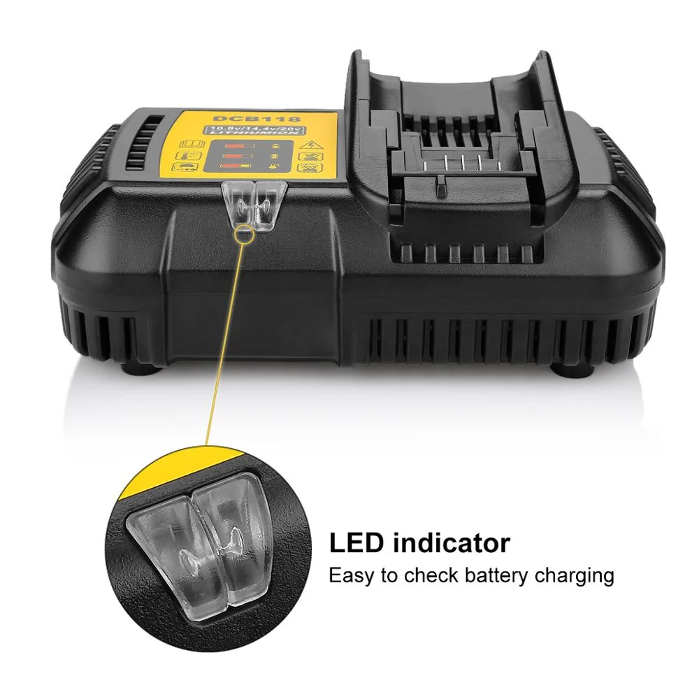 Replacement Fast Rapid Charger 4.5A 10.8V 14.4V 18V 20V Max Output Dcb118 Dcb115PRO Compatible for Dewalts 18V 20V Max