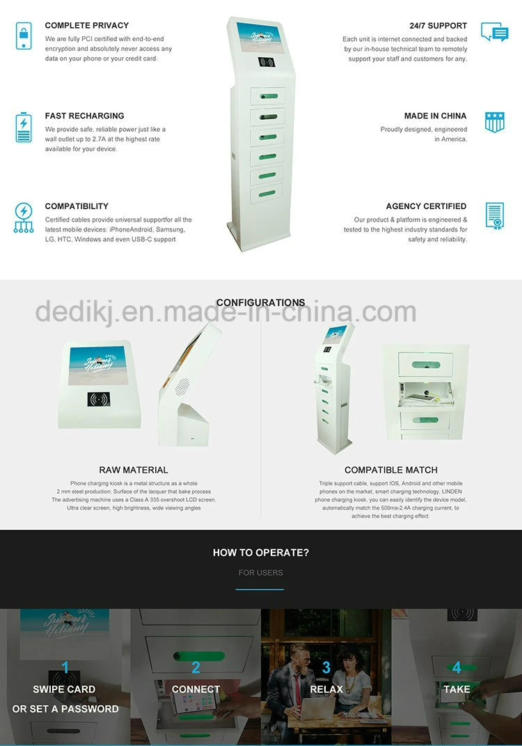 Dedi Outdoor /Indoor LCD Digital Signage Fast Charge WiFi Mobile Phone Charger