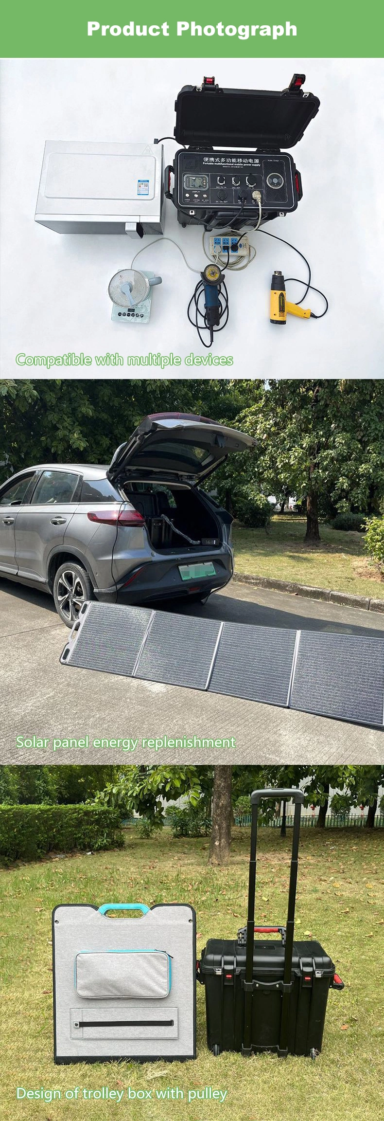 Solar EV Charger Mobile EV Car Battery Charger with Solar Panel Level2 3.5kw 32A Battery Portable EV Charger for All Car