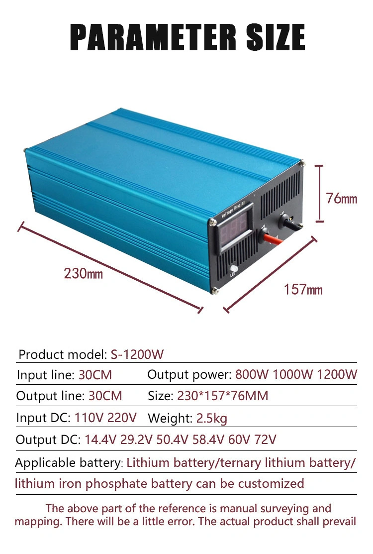 DC Battery Charger Three Element Lithium Battery Fast Charger for Electric Vehicles 67.2V 15.7A