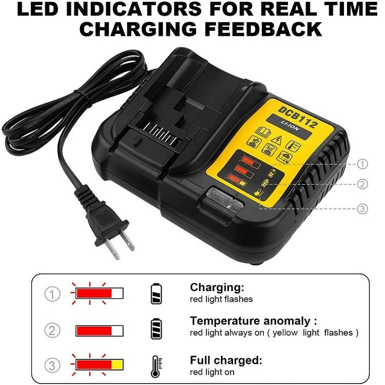 Dcb112 Charger 3A 20V Replacement for Dewalt Battery Chargers Dcb102 Dcb206 Dcb205 Dcb204 Dcb203 Dewalt Charger
