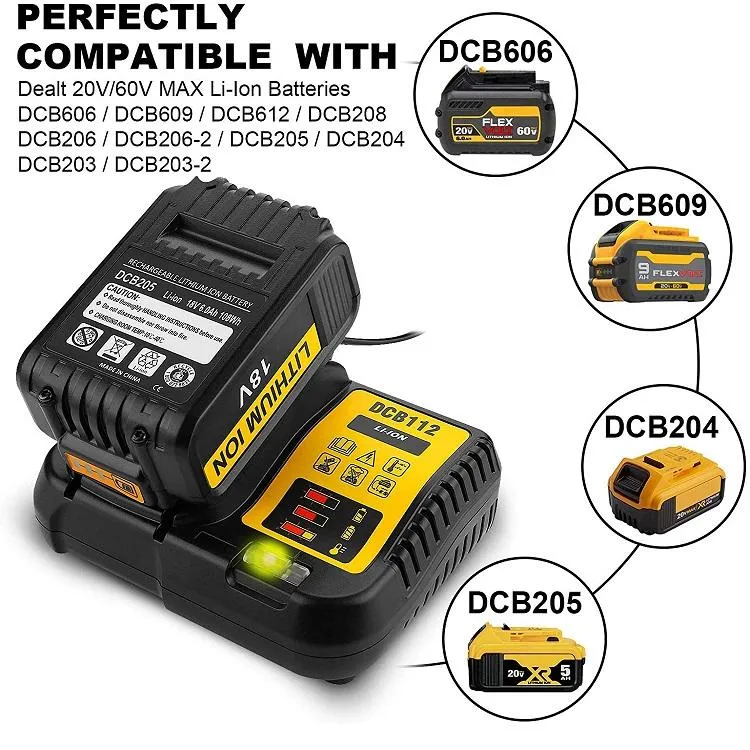 Dcb112 Charger 3A 20V Replacement for Dewalt Battery Chargers Dcb102 Dcb206 Dcb205 Dcb204 Dcb203 Dewalt Charger