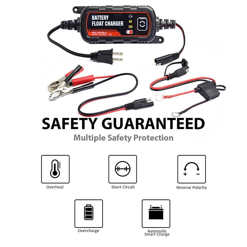 Portable Smart Car/Motorcycle Battery Charger and Maintainer 12V 1.2A