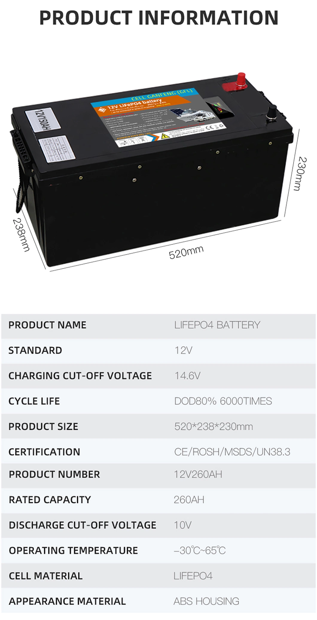 Full Capacity High Efficiency Deep Cycle Lithium Ion Battery 48 Volt Lithium Ion Golf Cart Battery 12V 24V 100ah 200ah LiFePO4