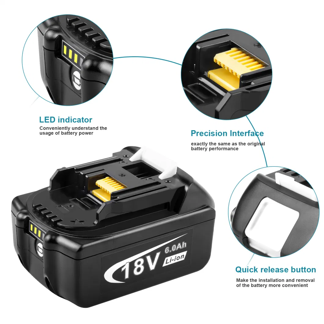 Rechargeable Battery for Makita Bl1860 18V 4000mAh Battery Replacement