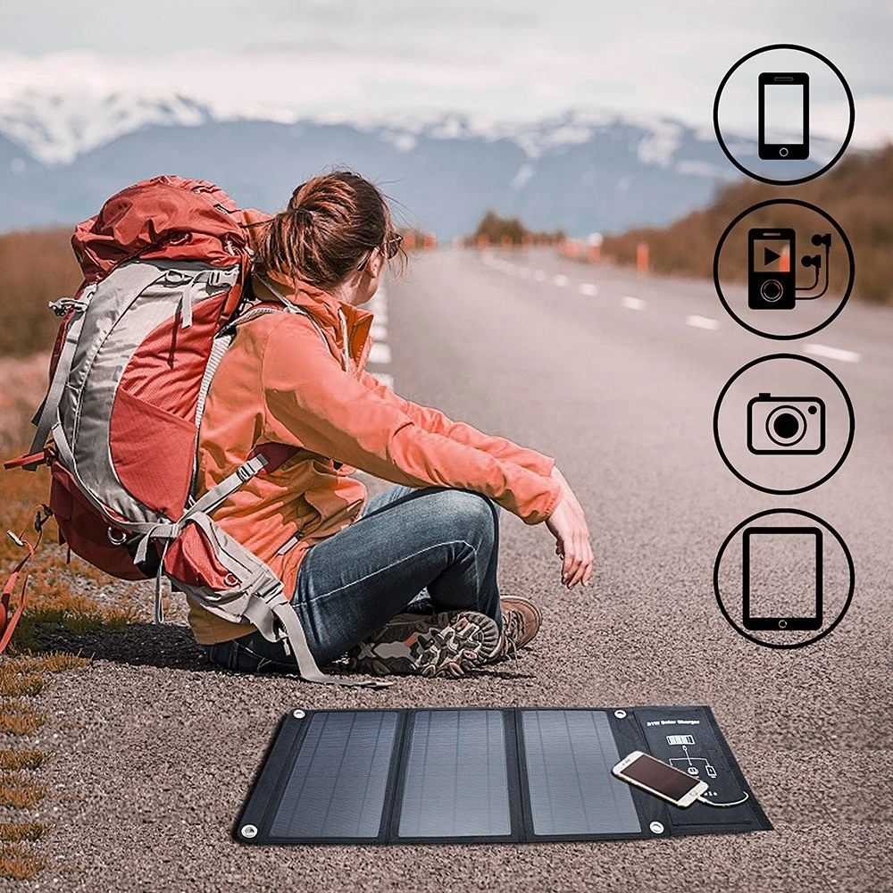 21W Mono Crystalline Foldable Solar Panel USB Portable Mobile Phone Car Battery Folding Solar Charger