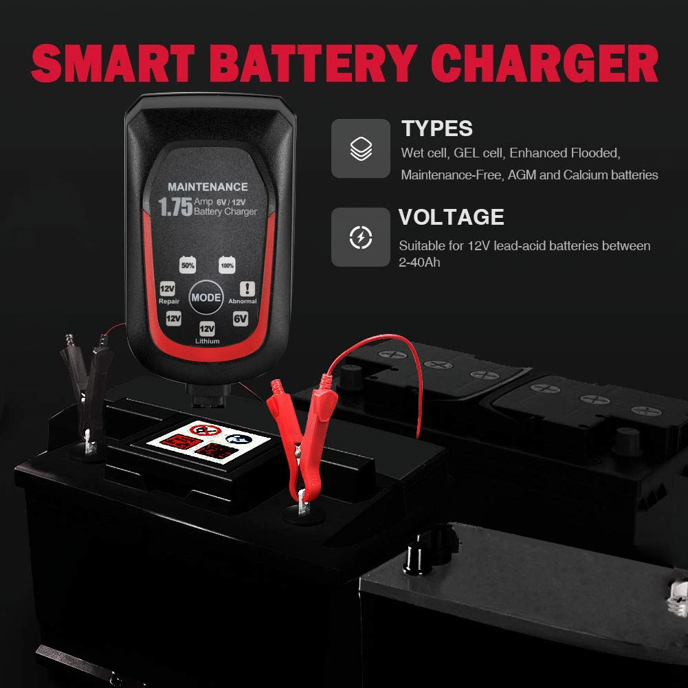 Edsun 12V Normal Mode Smart Automatic Car Battery Charger for Motorcycles