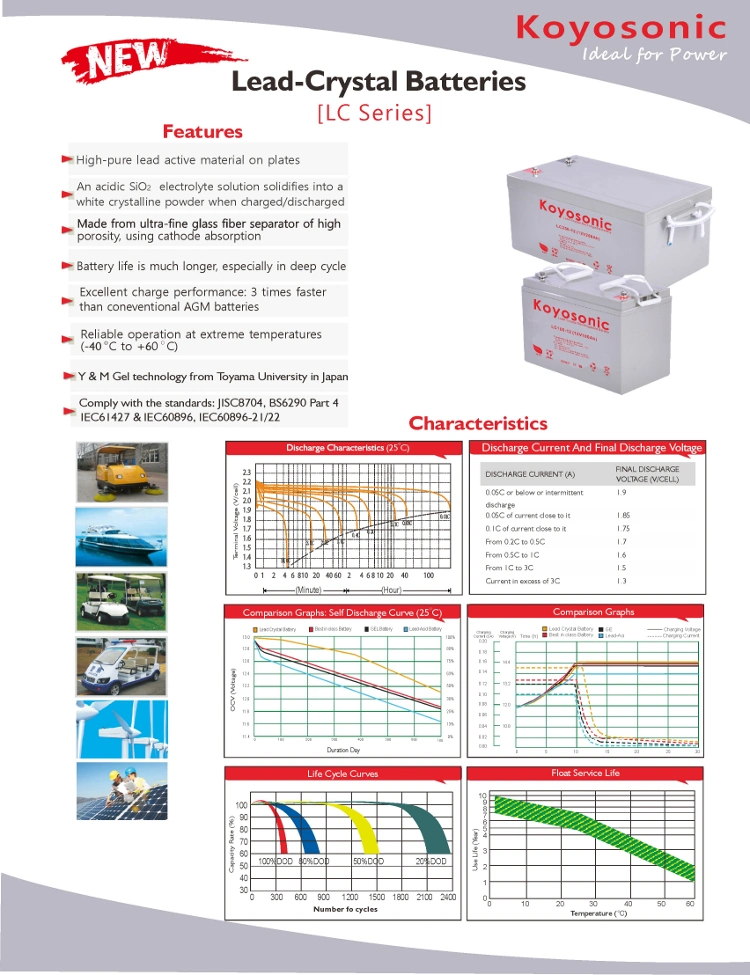 LC250-12 12V 250ah Lead Crystal Battery Solar off Grid Battery