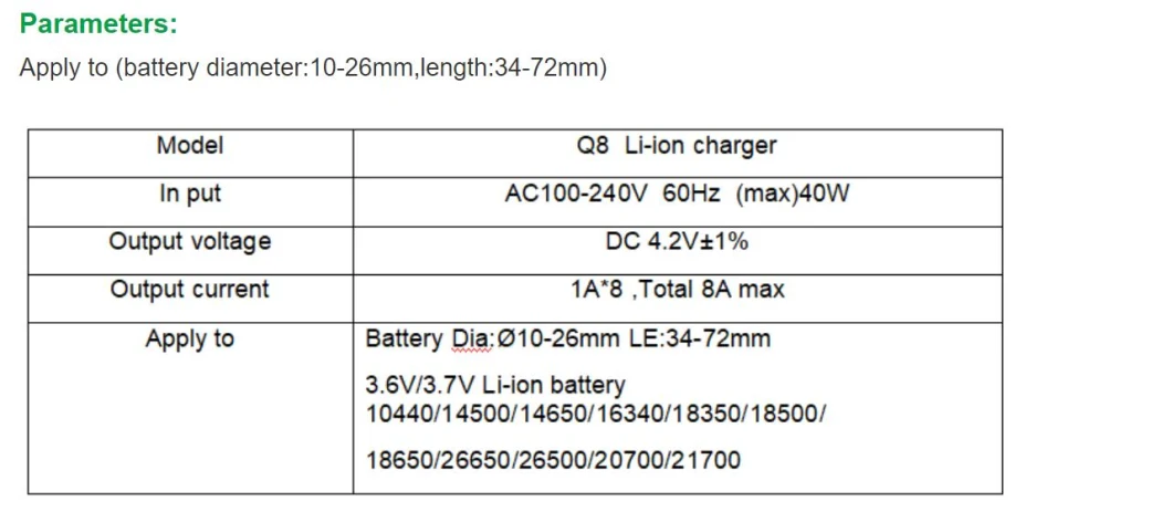 Smart Fast Q8 Charger 8 Slots for 14500 10440 21700 AA AAA 18650 26650 Lithium Ion Batteries