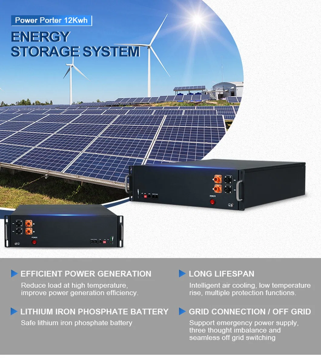 48 Volt Rack Mount Solar Battery Pack LiFePO4 100ah 200ah 5kwh Server Rack LiFePO4 Battery 10kw Lithium Lon Battery
