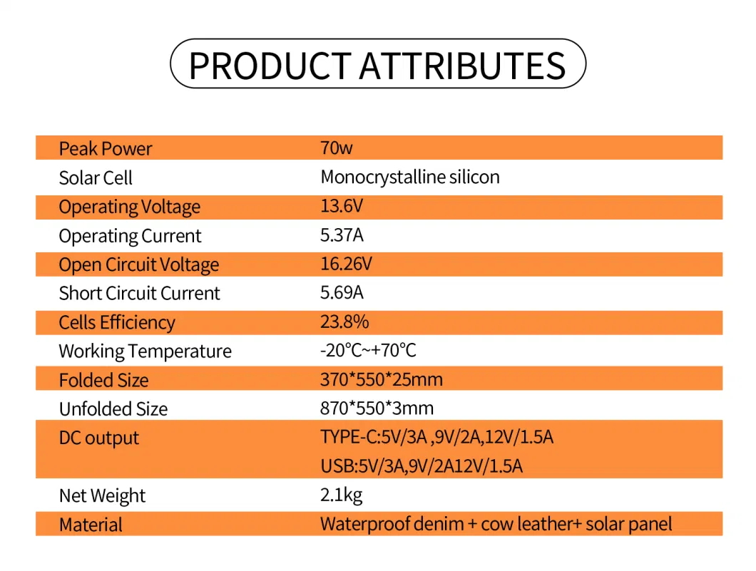 Monocrystalline Silicon Cells 70W Portable Solar Power Generator Lithium Polymer Battery Solar Charger