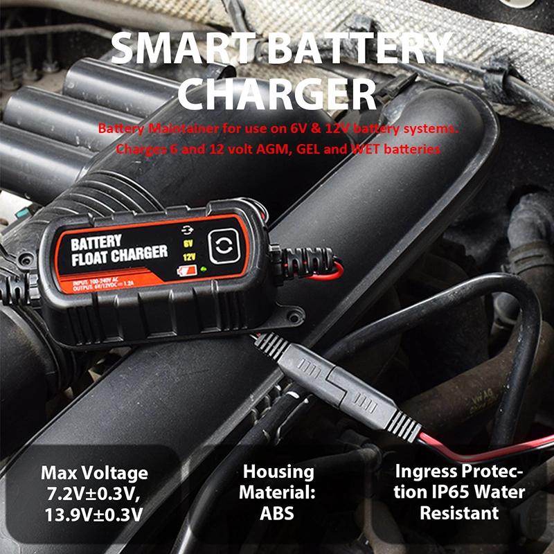 Portable Smart Car/Motorcycle Battery Charger and Maintainer 12V 1.2A