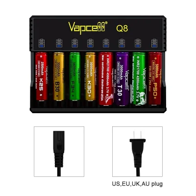  Batteria automatica a 8 slot per Smart Charger Q8 Hot Sell Vapcell Caricabatterie For18650 26650 21700 20700 batteria ricaricabile agli ioni di litio
