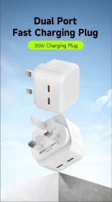 Adattatore di alimentazione da 35 W USB C Quick Pd a due porte Caricabatterie da parete tipo C per iPhone serie 13/14/15