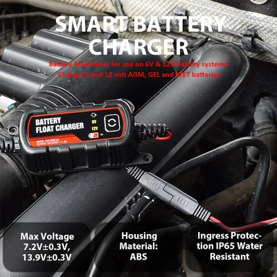 Caricabatterie portatile per auto/moto intelligente e Maintainer 12V 1,2 A.