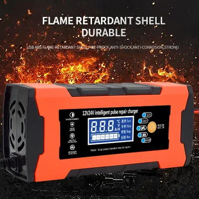  Caricabatteria universale da 12 V 24 V 12 V 10 a 24 V 5 a Professional Caricabatterie per batterie per motociclette per auto con riparazione automatica rapida a impulsi