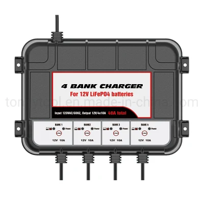 40 AMP 12 V 4 banchi (10 AMP per banco) Caricabatteria marino intelligente completamente automatico a bordo scheda al litio marino LiFePO4