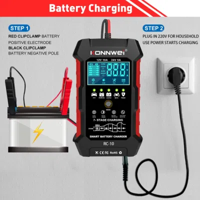 Caricabatterie automatico intelligente RC-10 12 V/10 a 24 V/5 a con riparazione a impulsi