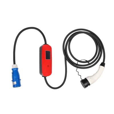  EE S&amp;T Cina Made Gloss Red OEM AC 220V 32A Caricabatterie elettrico portatile Smart per auto a innesto da 7 kw con Connettore maschio tipo 2