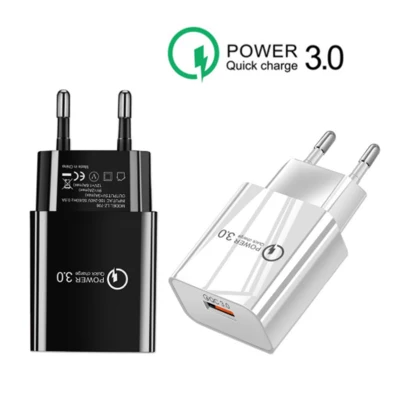  QC 3.0 3A da 18 W, hub di ricarica rapido da 18 W, parete Adattatore di alimentazione USB A spina a 2 poli USA EU Europa Caricabatterie