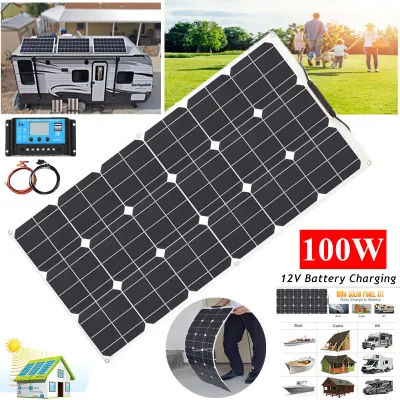  Solarparts 100W 18V Kit sistema fotovoltaico flessibile batteria a celle solari Caricabatterie per auto RV Barca campeggio all&prime;aperto
