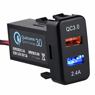  Doppia presa per caricabatterie USB ricarica rapida 3.0 e 2,4 A. Per Toyota