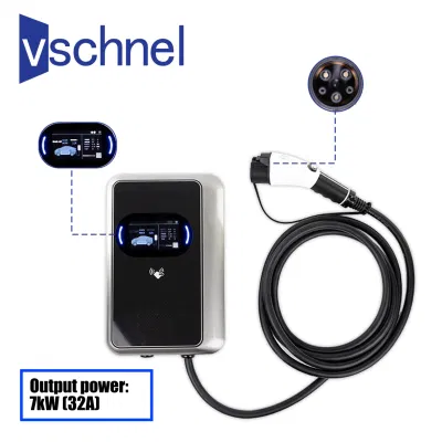 Ricarica per auto elettriche EV con scatola a parete livello 1 SAE J1772 Caricabatteria EV da 7 kw per stazione