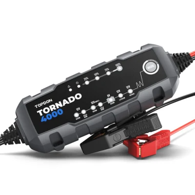 Topdon Europe America Australia Stock T4000 portatile Smart multifunzione Carrello automatico universale agli ioni di litio da 6 V 12 Volt con piombo acido Caricabatteria per auto per motociclette