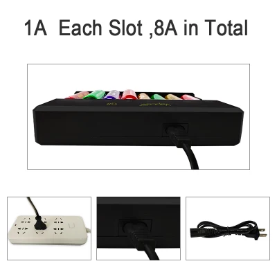Caricabatteria Smart Fast Q8 8 a 8 slot per 14500 10440 21700 Batterie AA AAA 18650 26650 agli ioni di litio