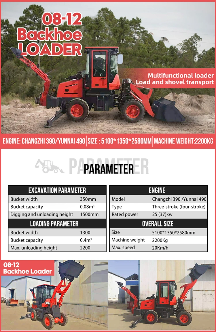 Construction Works Backhoe Skid Steer Wheel Loader Good Quality New Automatic 2 Ton Mechanical 1800mm