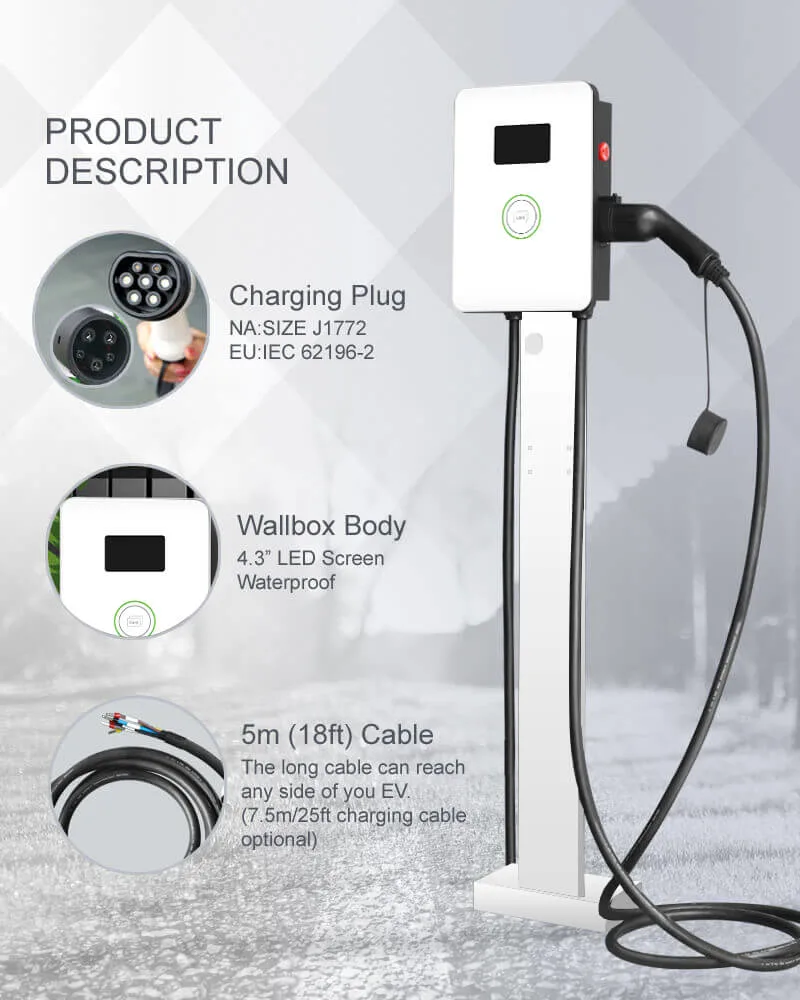 Electric Vehicle Charging Station 32A AC EV Quick Type 2 Home Charger with Bluetooth APP