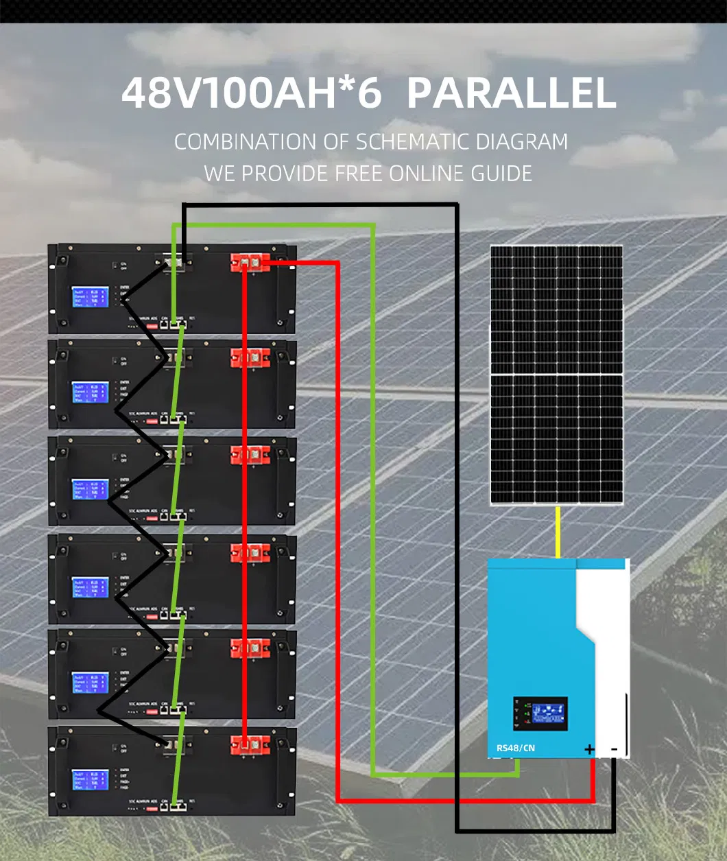 48 Volt Over 6000 Cycles Solar Lithium Ion Battery Pack 100ah Deep Cycle Rack Mount LiFePO4 5kwh Battery for off-Grid Soalr System