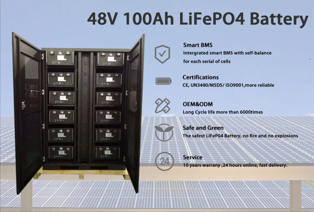 48 Volt Rack Mount Solar Battery Pack LiFePO4 100ah 200ah 5kwh Server Rack LiFePO4 Battery 5kw Lithium Ion Battery