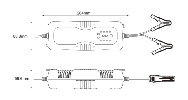 Smart Car Battery Charger, High Efficiency Auto Battery Charger for 12V and 24V Vehicles, Marines