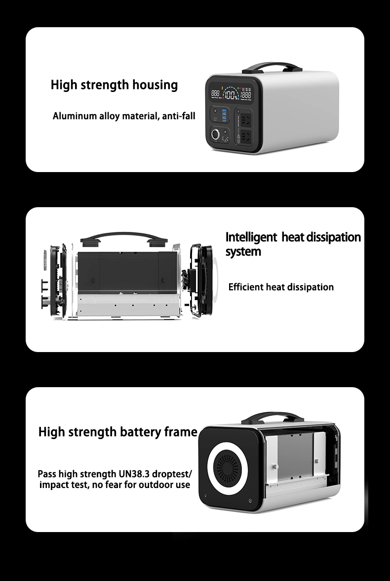 Rechargeable Backup Power Emergency Portable Solar Generator 1000W LiFePO4 Battery