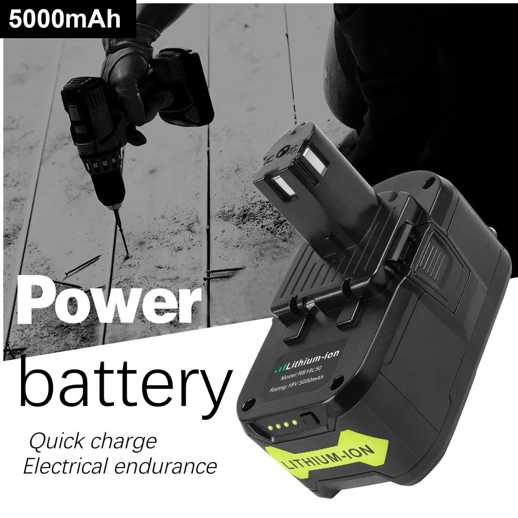 Wholesale Manufacturer 18V 5000mAh Rb18L50 Lithium Rechargeable Battery Replacement for Ryobi Cordless Power Drill Tools